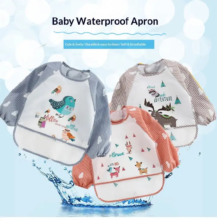 Kids Long Sleeve Art & Feeding Smock | Reversible, Water-Resistant & Easy Wipe-Clean | Lightweight &Fast-Drying & Durable for Boys & Girls