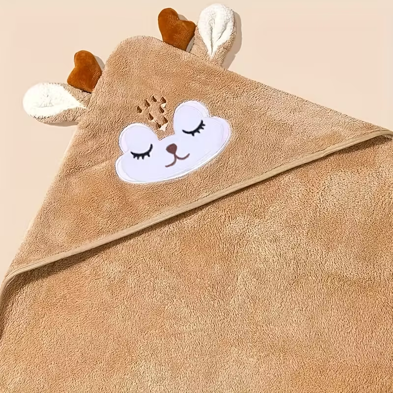 Ultra Soft Baby Bath Towel (80x80cm) – Super Absorbent & Fast Drying, Gentle on Baby’s Skin, Cute Cartoon Animal Design, Perfect for Bath Time, Pool, Beach & Travel, Ideal Gift for Boys & Girls