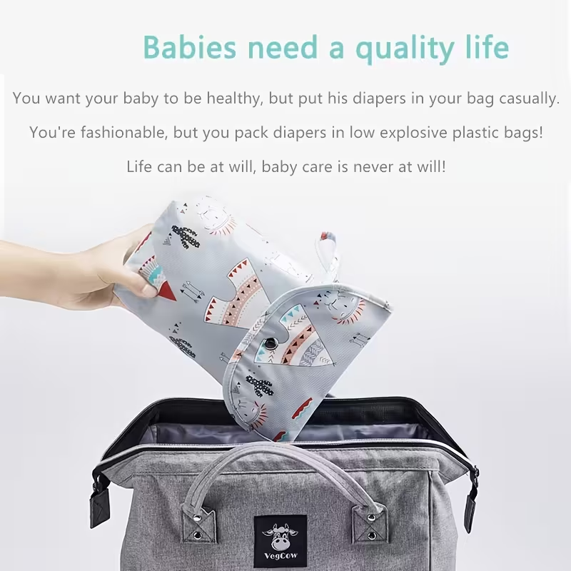 Portable Diaper Changing Bag | Waterproof Wet Bag for Diapers & Wipes | Easy-Clean, Reusable for Travel | Perfect Baby Shower Gift
