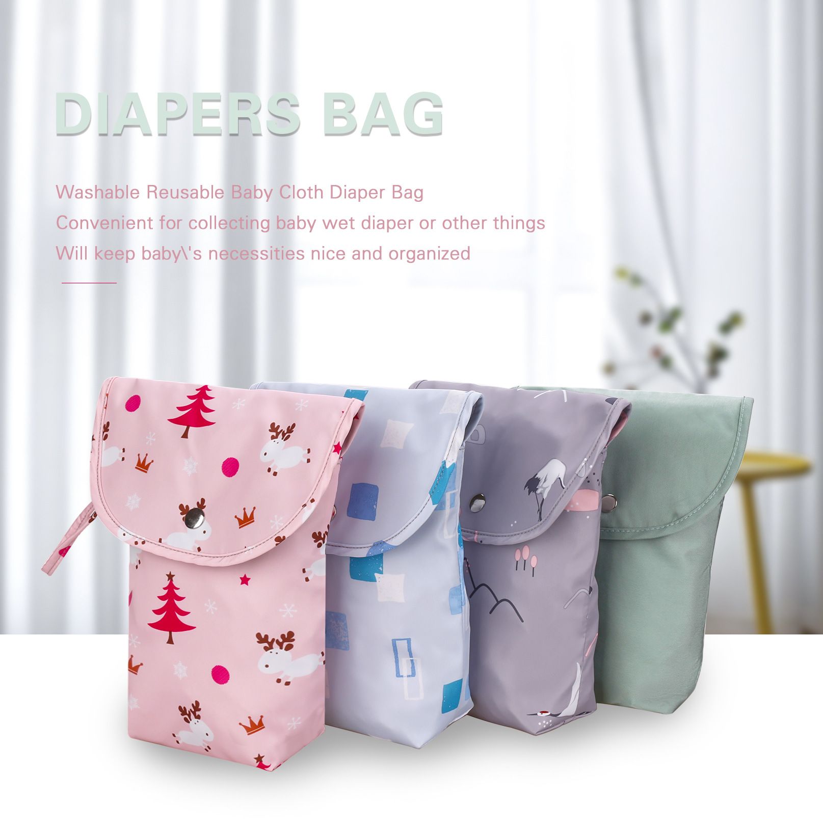 Portable Diaper Changing Bag | Waterproof Wet Bag for Diapers & Wipes | Easy-Clean, Reusable for Travel | Perfect Baby Shower Gift