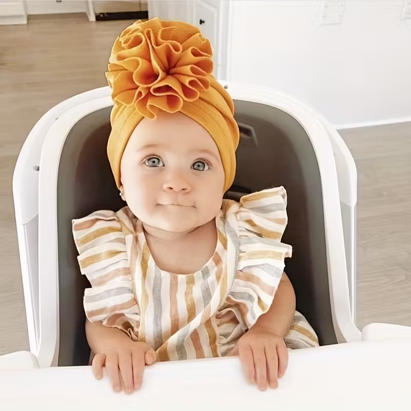 Cozy All-Day Baby Turban Hat – Stretchy, Soft & Breathable Head Wrap for Newborn, Infant & Toddler (0-3 Years), Cute & Comfortable for Home, Outings, Naps & Photo Shoots