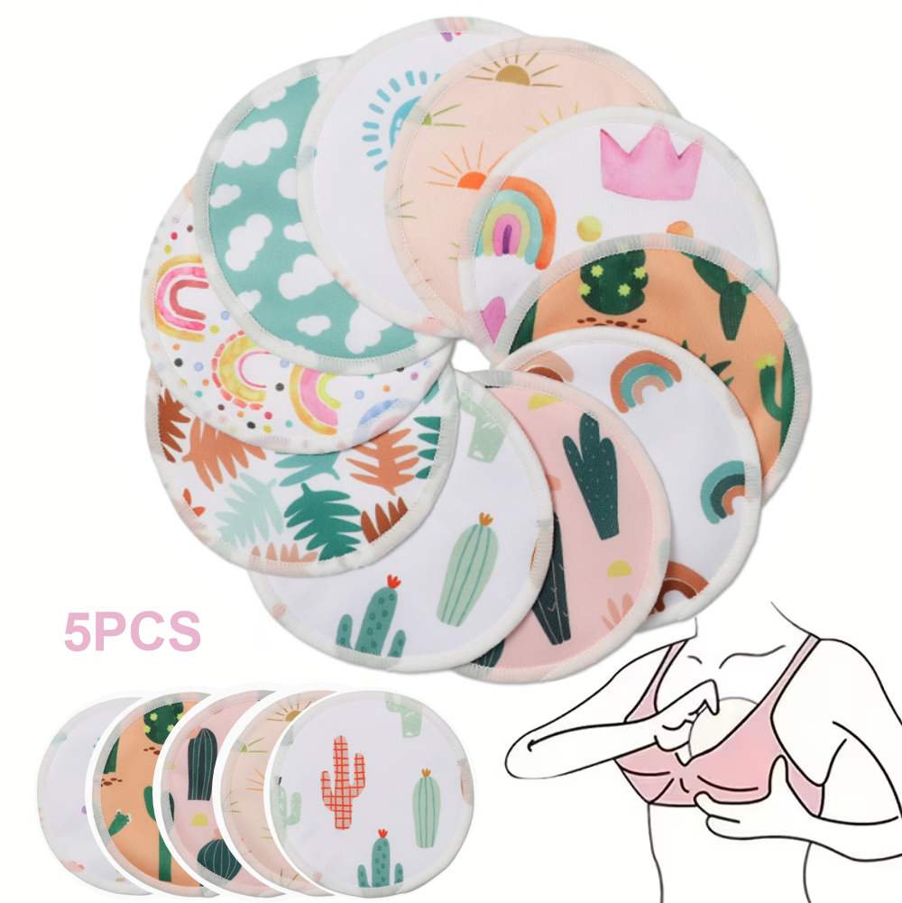 5PCS Ultra Soft Washable Nursing Pads | Leakproof, Absorbent & Quick-Dry & Reusable |Perfect Gift for New Moms