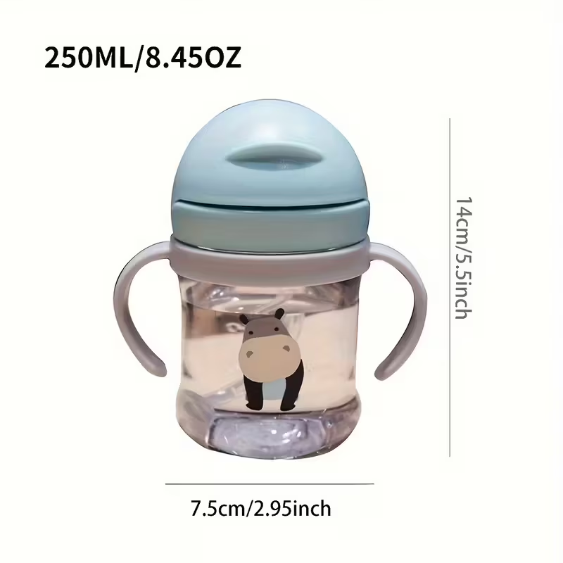 250ml Weighted Straw Cup for Toddlers 6+ Months – Spill-Proof Learning Cup with Easy-Carry Handle & Non-Slip Grip, Ideal for Home, Travel & Daycare