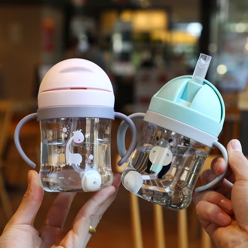 250ml Weighted Straw Cup for Toddlers 6+ Months – Spill-Proof Learning Cup with Easy-Carry Handle & Non-Slip Grip, Ideal for Home, Travel & Daycare