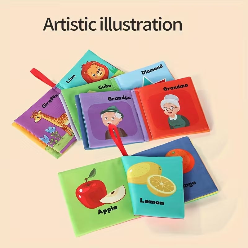 Baby Sensory Cloth Book  | for Tactile & Color Recognition | Crinkle Sound, Soft & Interactive | Washable & Durable Gift for Baby Shower, Boys & Girls