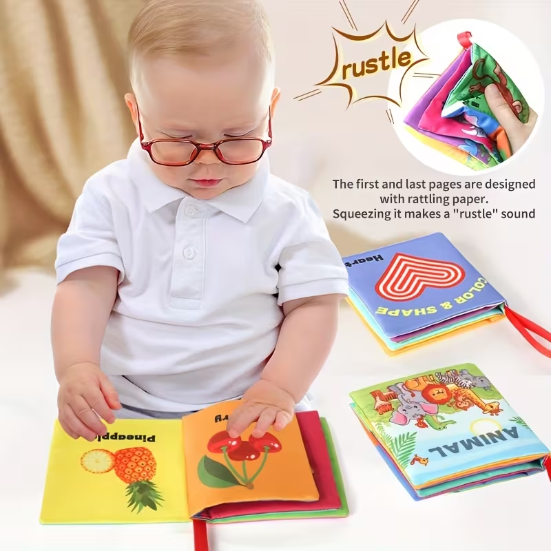 Baby Sensory Cloth Book  | for Tactile & Color Recognition | Crinkle Sound, Soft & Interactive | Washable & Durable Gift for Baby Shower, Boys & Girls