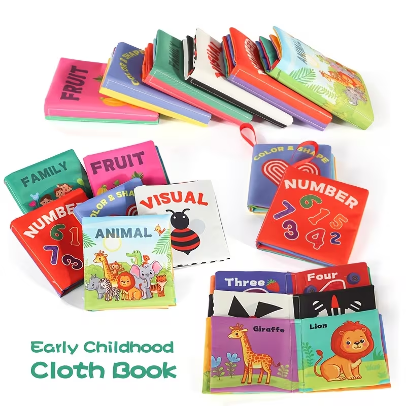 Baby Sensory Cloth Book  | for Tactile & Color Recognition | Crinkle Sound, Soft & Interactive | Washable & Durable Gift for Baby Shower, Boys & Girls