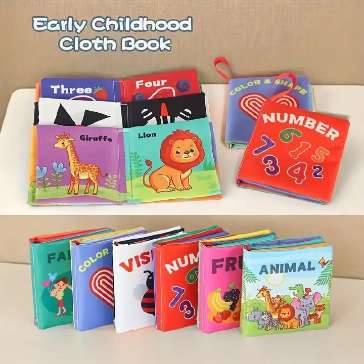 Baby Sensory Cloth Book  | for Tactile & Color Recognition | Crinkle Sound, Soft & Interactive | Washable & Durable Gift for Baby Shower, Boys & Girls