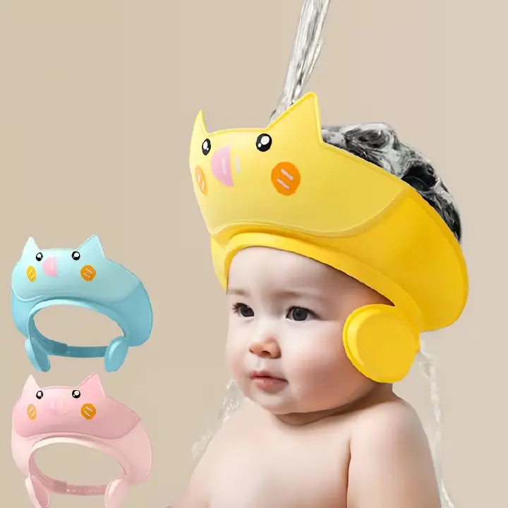 Baby Bath & Swim Cap with Ears | Waterproof & Adjustable to Keep Eyes Dry | Super Soft for 6+ Months