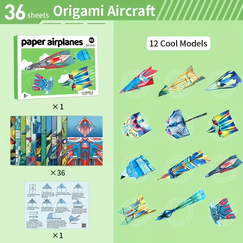 Complete Paper Airplane Kit for Beginners – Step-by-Step Folding Guide & Practice Sheets, Easy to Learn, Fun to Fly, Perfect for Kids, Family Activities, School Projects & Holiday Gifts