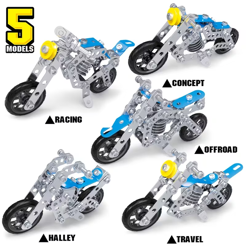 Creative 5-in-1 Metal Building Set – 139 PCS with Tools, Builds Spatial Thinking, Fine Motor & Problem-Solving Skills, Teamwork & Parent-Child Fun, Ages 8+, Great Gift for Kids