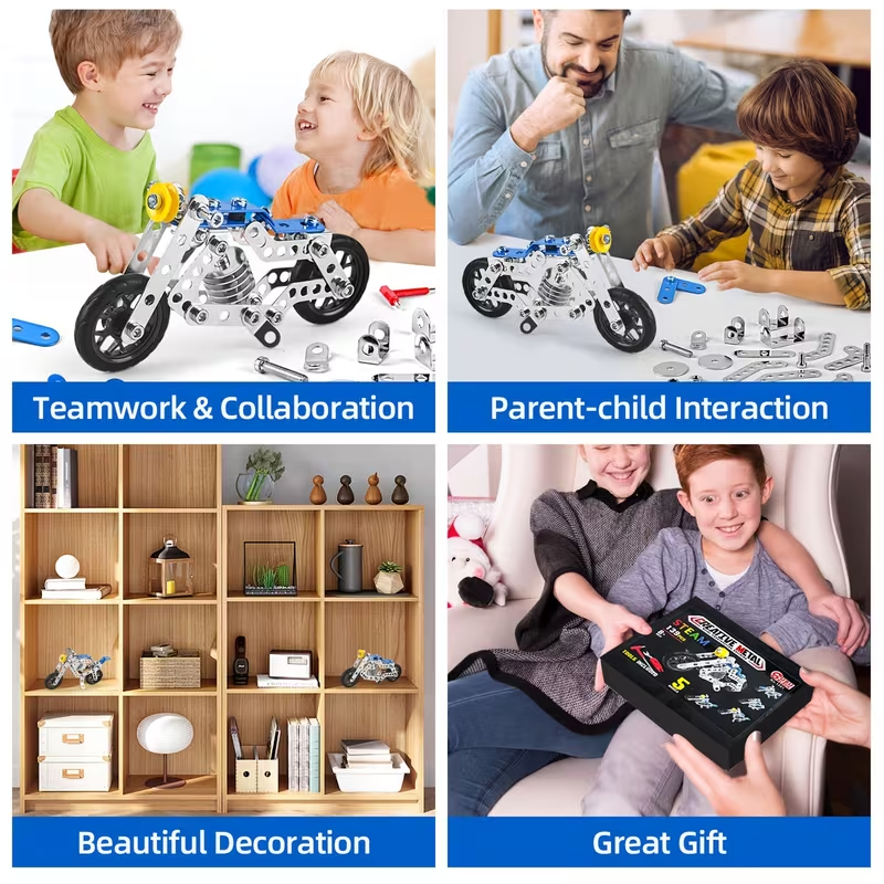 Creative 5-in-1 Metal Building Set – 139 PCS with Tools, Builds Spatial Thinking, Fine Motor & Problem-Solving Skills, Teamwork & Parent-Child Fun, Ages 8+, Great Gift for Kids