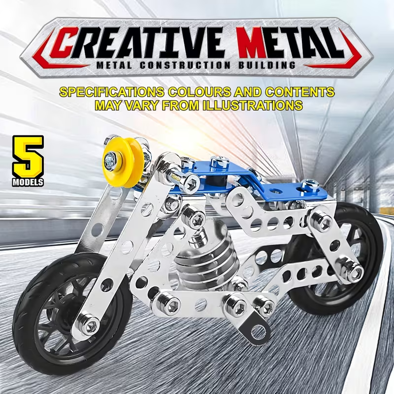 Creative 5-in-1 Metal Building Set – 139 PCS with Tools, Builds Spatial Thinking, Fine Motor & Problem-Solving Skills, Teamwork & Parent-Child Fun, Ages 8+, Great Gift for Kids