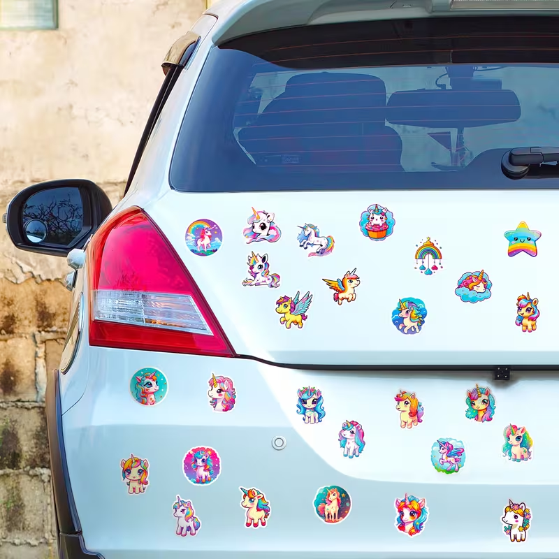 50pcs Kids Waterproof Stickers | Safe, Removable Decals for Water Bottles, Lunch Boxes & School Supplies | Personalize Their Stuff with Unicorns & More