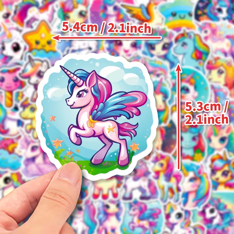 50pcs Kids Waterproof Stickers | Safe, Removable Decals for Water Bottles, Lunch Boxes & School Supplies | Personalize Their Stuff with Unicorns & More