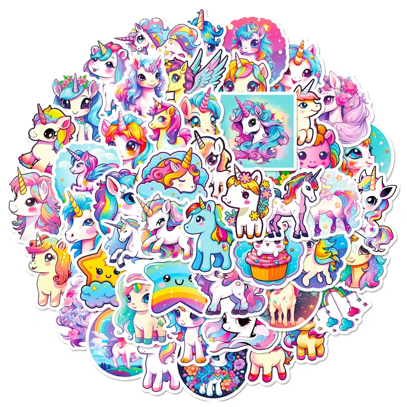 50pcs Kids Waterproof Stickers | Safe, Removable Decals for Water Bottles, Lunch Boxes & School Supplies | Personalize Their Stuff with Unicorns & More