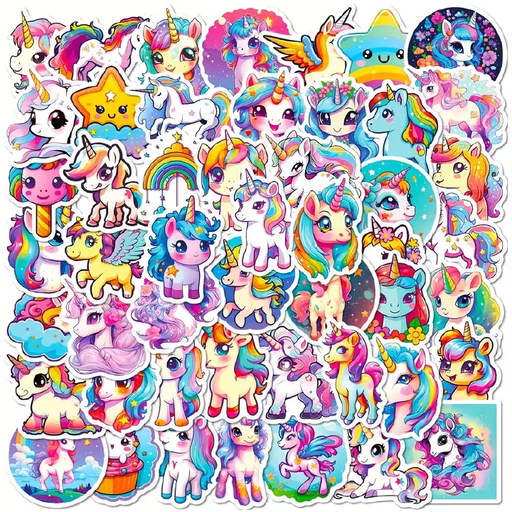 50pcs Kids Waterproof Stickers | Safe, Removable Decals for Water Bottles, Lunch Boxes & School Supplies | Personalize Their Stuff with Unicorns & More