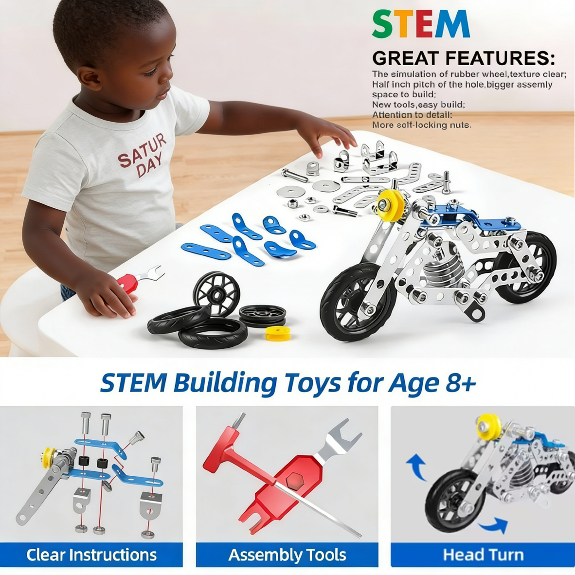 Creative 5-in-1 Metal Building Set – 139 PCS with Tools, Builds Spatial Thinking, Fine Motor & Problem-Solving Skills, Teamwork & Parent-Child Fun, Ages 8+, Great Gift for Kids