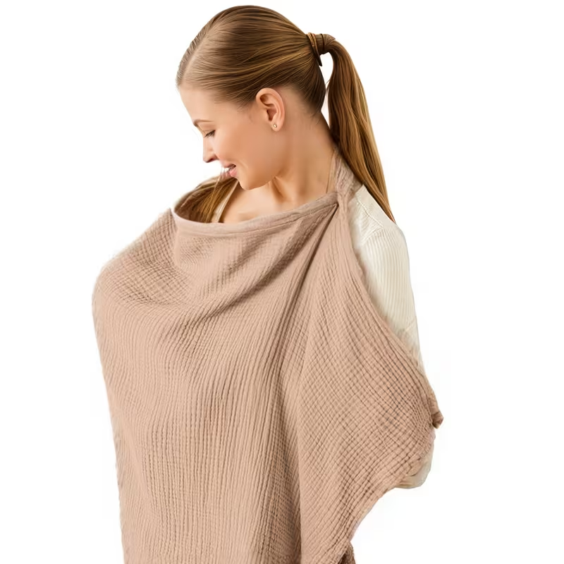 Nursing Cover for Breastfeeding Mums – Breathable Cotton Adjustable Nursing Cover Up, Hands-Free Scarf with Baby Window, Full Coverage, Multi-Use Car Seat & Cart Cover, Essential for New Moms
