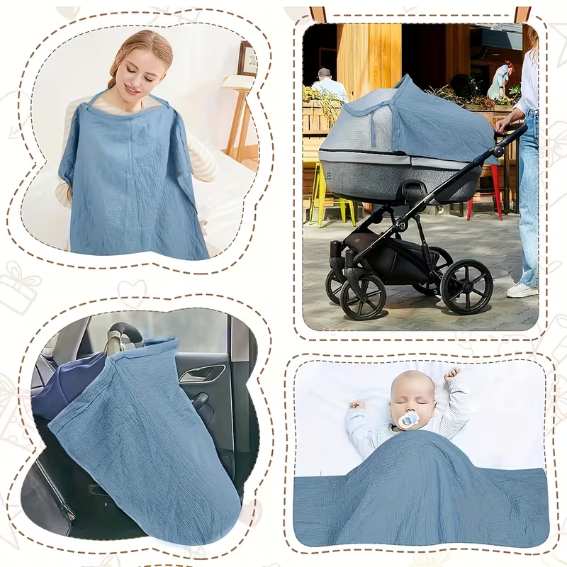 Nursing Cover for Breastfeeding Mums – Breathable Cotton Adjustable Nursing Cover Up, Hands-Free Scarf with Baby Window, Full Coverage, Multi-Use Car Seat & Cart Cover, Essential for New Moms