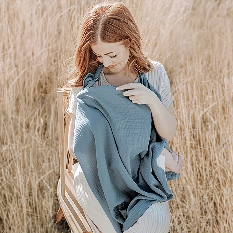 Nursing Cover for Breastfeeding Mums – Breathable Cotton Adjustable Nursing Cover Up, Hands-Free Scarf with Baby Window, Full Coverage, Multi-Use Car Seat & Cart Cover, Essential for New Moms