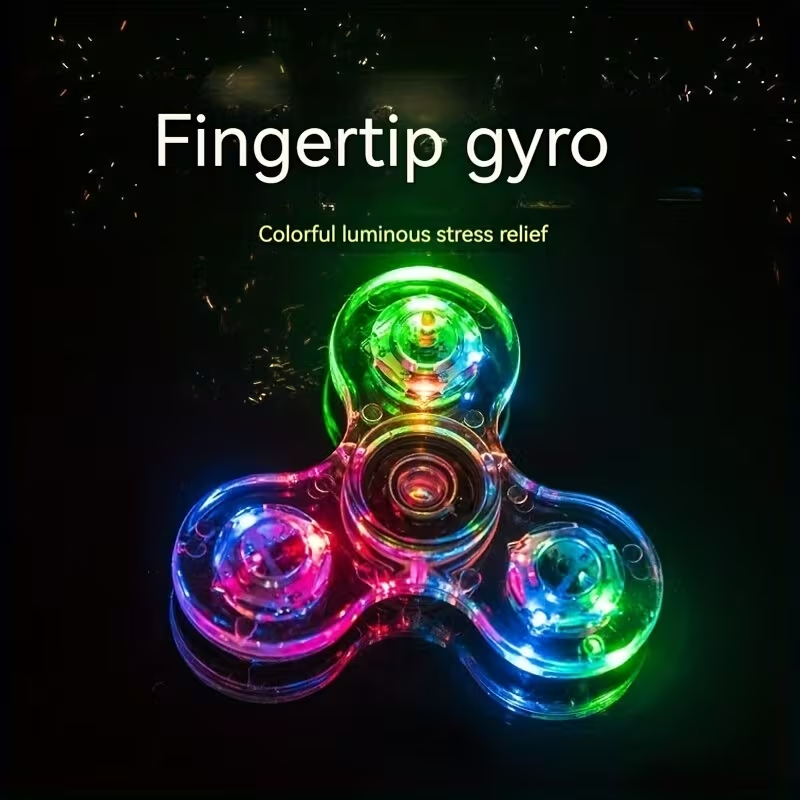 Glow-in-the-Dark Fidget Spinner with RGB Lights & Adjustable Speed, Creates Mesmerizing Light Trails for Fun