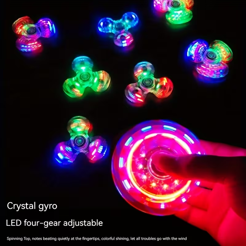 Glow-in-the-Dark Fidget Spinner with RGB Lights & Adjustable Speed, Creates Mesmerizing Light Trails for Fun