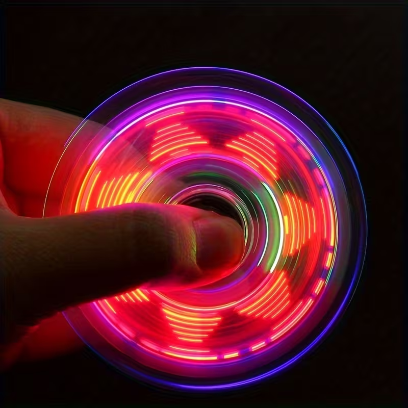 Glow-in-the-Dark Fidget Spinner with RGB Lights & Adjustable Speed, Creates Mesmerizing Light Trails for Fun