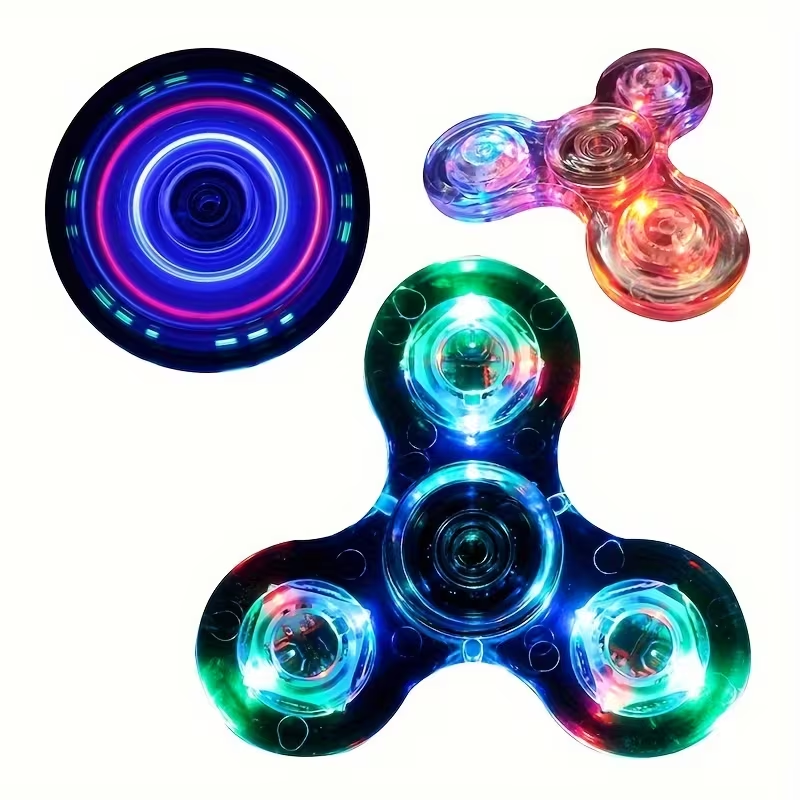 Glow-in-the-Dark Fidget Spinner with RGB Lights & Adjustable Speed, Creates Mesmerizing Light Trails for Fun