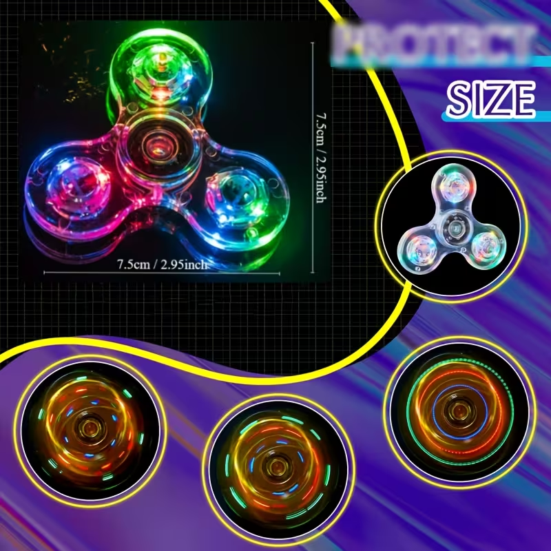 Glow-in-the-Dark Fidget Spinner with RGB Lights & Adjustable Speed, Creates Mesmerizing Light Trails for Fun