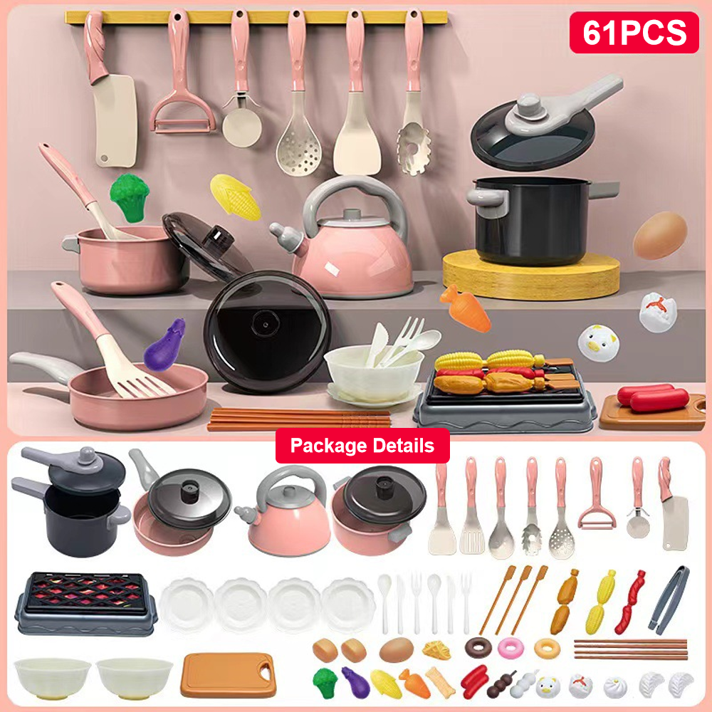 Role-Play Kitchen Set for Toddlers, Complete with Realistic Food & Tableware, Develops Social & Motor Skills,gift for kids (Ages 3-6)