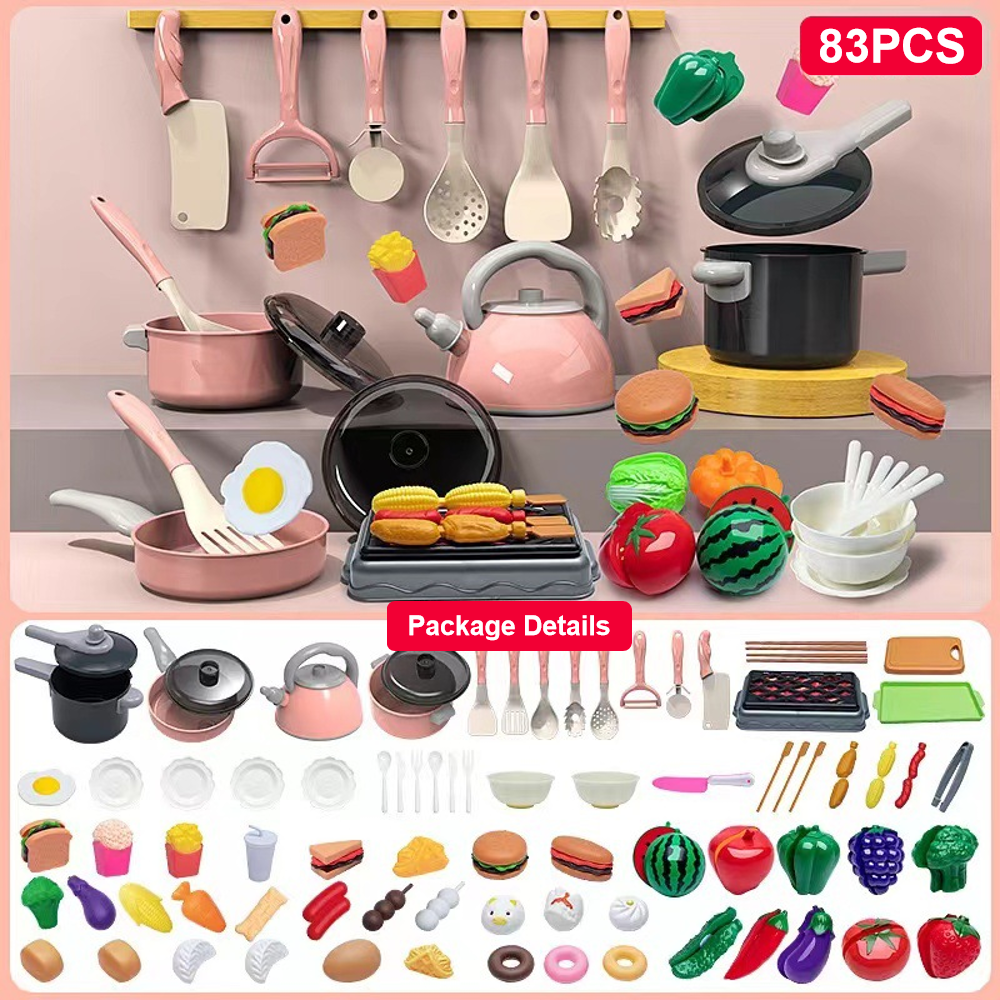 Role-Play Kitchen Set for Toddlers, Complete with Realistic Food & Tableware, Develops Social & Motor Skills,gift for kids (Ages 3-6)