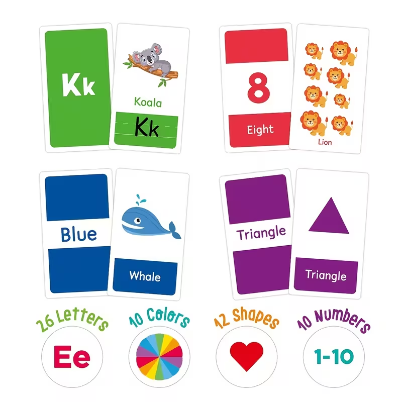 58 Double-Sided Alphabet Flash Cards for Toddlers | Learn ABC Letters, Colors, Numbers, Shapes & Animals | All-in-1 Early Learning Set| Colorful Educational Gift