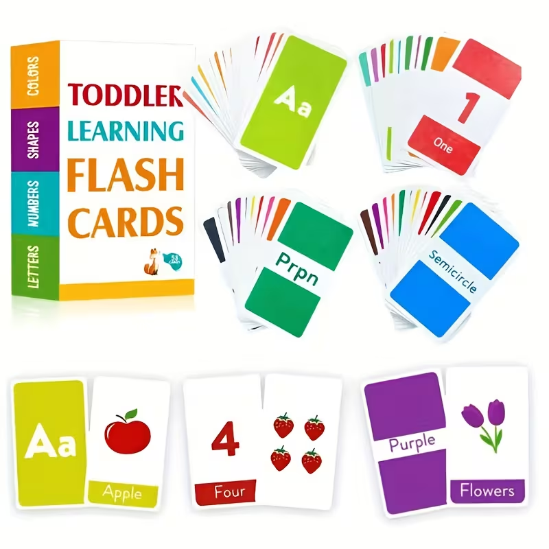 58 Double-Sided Alphabet Flash Cards for Toddlers | Learn ABC Letters, Colors, Numbers, Shapes & Animals | All-in-1 Early Learning Set| Colorful Educational Gift
