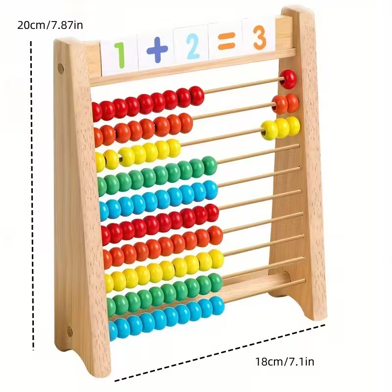 Wooden Abacus Math Set for Toddlers 3+ – Complete Learning Toy with Number Cards & Multiplication Table, Hands-On Counting, Builds Early Math Skills, Perfect Birthday & Holiday Gift
