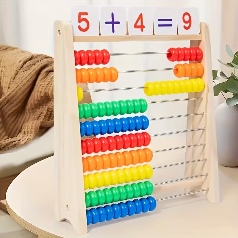 Wooden Abacus Math Set for Toddlers 3+ – Complete Learning Toy with Number Cards & Multiplication Table, Hands-On Counting, Builds Early Math Skills, Perfect Birthday & Holiday Gift