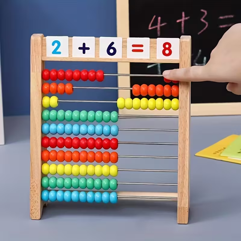 Wooden Abacus Math Set for Toddlers 3+ – Complete Learning Toy with Number Cards & Multiplication Table, Hands-On Counting, Builds Early Math Skills, Perfect Birthday & Holiday Gift