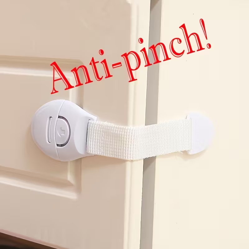 10 Pack No-Drill Cabinet Safety Locks – Easy Install Adhesive Latches for Drawers, Doors, Fridge & Toilet，Strong ABS with Easy Peel & Stick