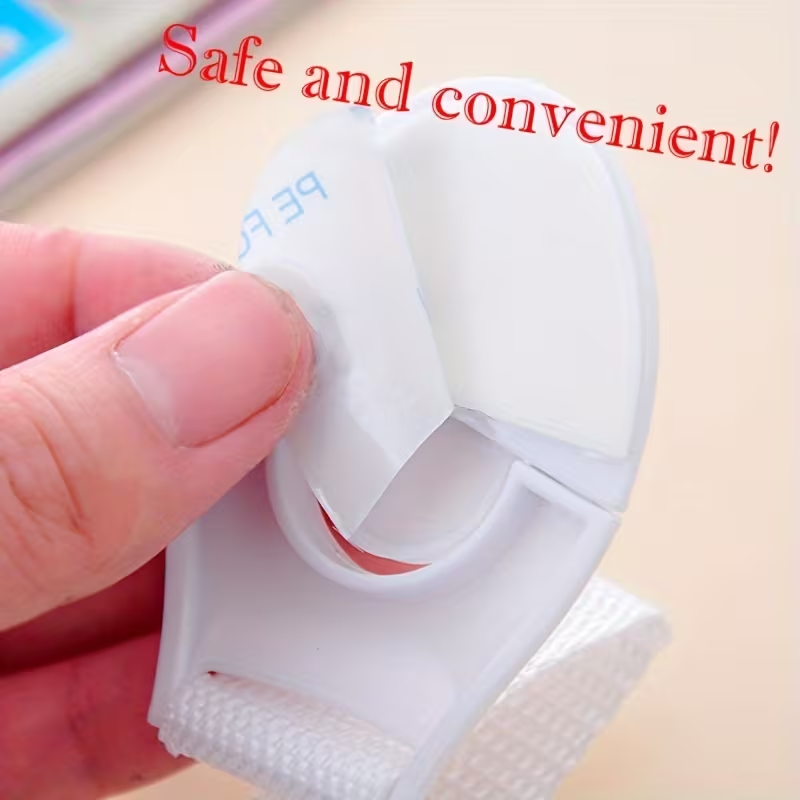 10 Pack No-Drill Cabinet Safety Locks – Easy Install Adhesive Latches for Drawers, Doors, Fridge & Toilet，Strong ABS with Easy Peel & Stick
