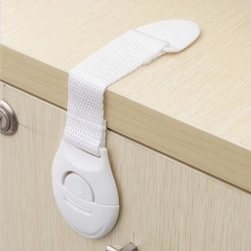 10 Pack No-Drill Cabinet Safety Locks – Easy Install Adhesive Latches for Drawers, Doors, Fridge & Toilet，Strong ABS with Easy Peel & Stick