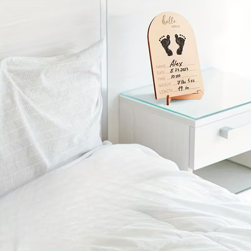 Perfect Gift for New Mothers & Birth Anniversary,Baby’s Heartbeat, Visible Love! Wooden Soundwave Photo Frame – Double-Sided Display, Unique Pregnancy Announcement Sign
