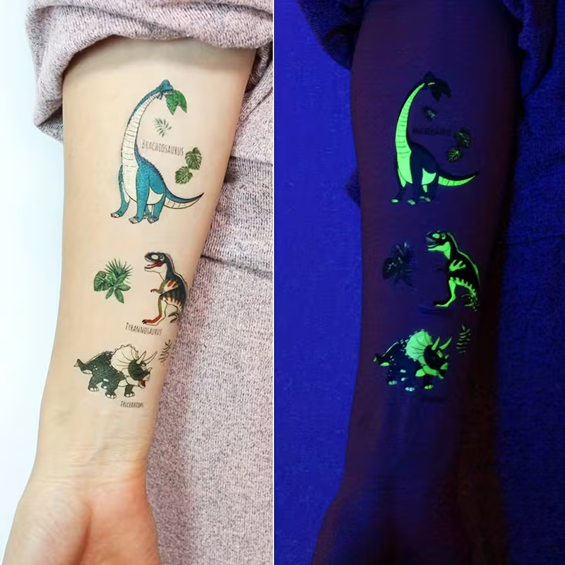 10 Sheets Glow in the Dark Dinosaur Stickers for Kids – Waterproof, Reusable, T-Rex, Triceratops & More – Perfect for Birthday Party Favors, Goodie Bags & Stocking Stuffers