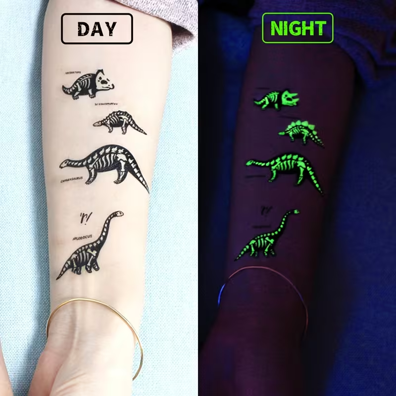 10 Sheets Glow in the Dark Dinosaur Stickers for Kids – Waterproof, Reusable, T-Rex, Triceratops & More – Perfect for Birthday Party Favors, Goodie Bags & Stocking Stuffers