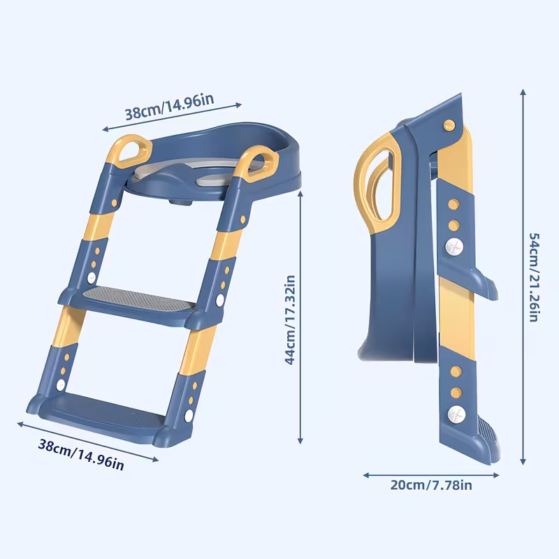 3-in-1 Potty Training Seat with Step Ladder – Safe, Anti-Slip & Adjustable Height, Foldable for Easy Storage，Saves Space & Money