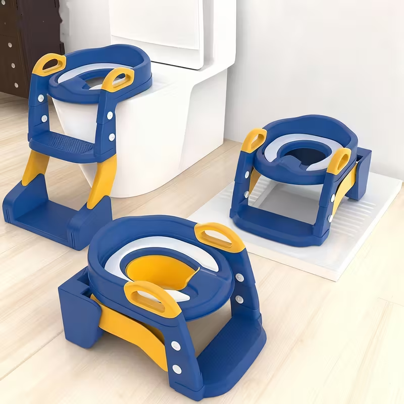3-in-1 Potty Training Seat with Step Ladder – Safe, Anti-Slip & Adjustable Height, Foldable for Easy Storage，Saves Space & Money