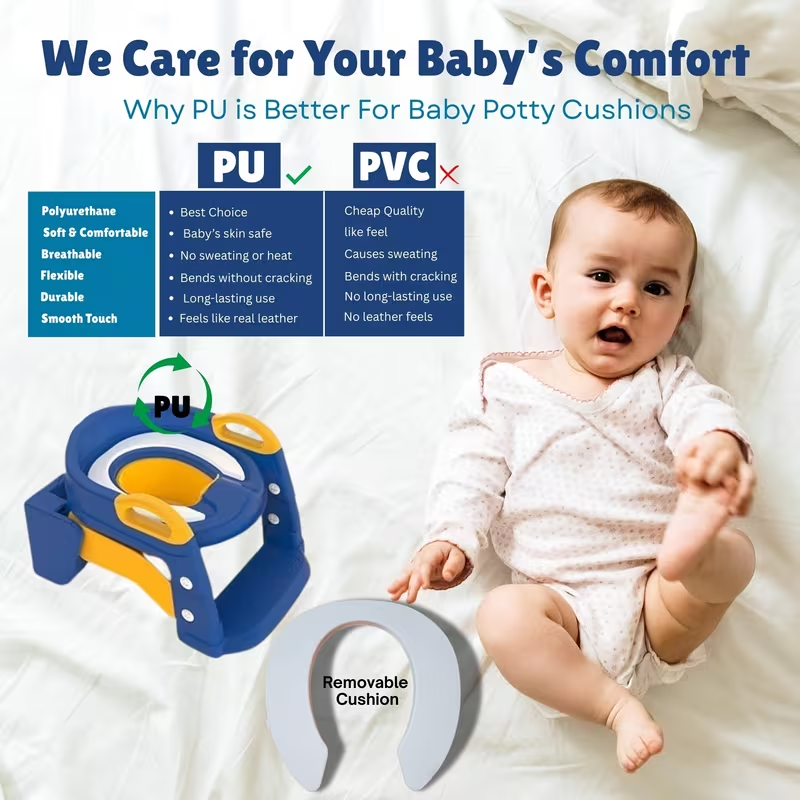 3-in-1 Potty Training Seat with Step Ladder – Safe, Anti-Slip & Adjustable Height, Foldable for Easy Storage，Saves Space & Money