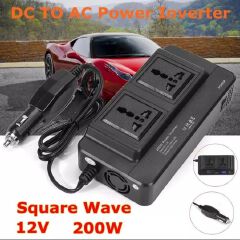 200W Car Power Inverter Dc to Ac 12V to 220V, Portable Vehicle Charger Converter with Dual USB Ports, Compact Design for Home, Travel, and Emergency Use, High-Efficiency Power Supply