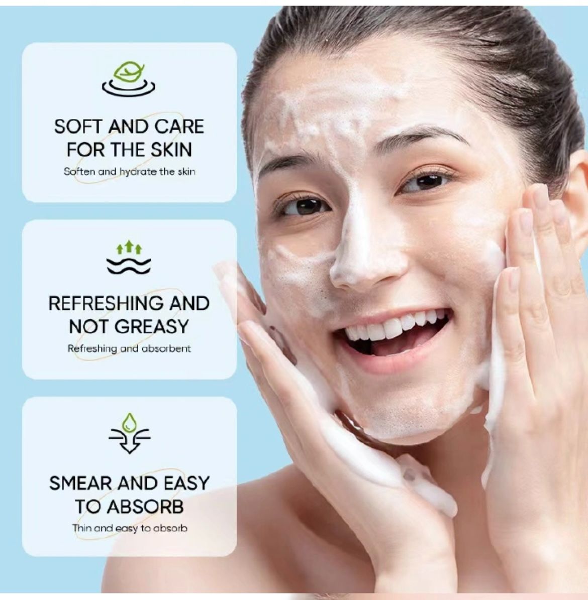 ORIGINAL SADOER 4 in 1 Skin Care Set Aloe Facial Cleanser  + Face Essence +Face Brightening Cream +Lipstick