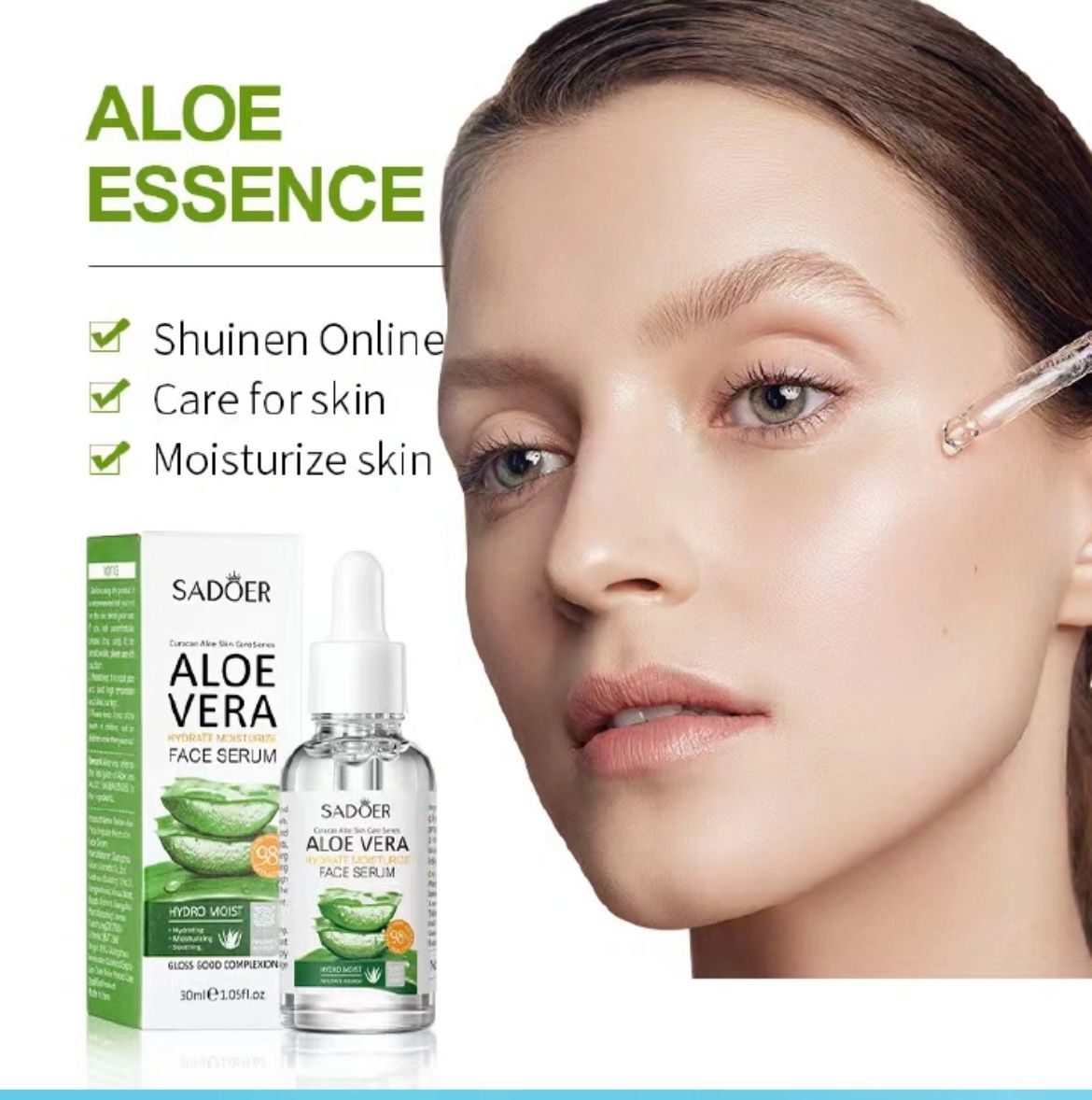 ORIGINAL SADOER 4 in 1 Skin Care Set Aloe Facial Cleanser  + Face Essence +Face Brightening Cream +Lipstick