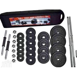 50 kg Dumbbell Set, Setting Dumbbell Weight with Bar, Chrome-Plated Cast Iron Dumbbells Dumbbell for Men and Women, Strength Training, Bodybuilding, Home Gym